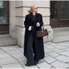 Thin Retro Double-breasted Long Coats Women Casual Loose Woolen Maxi Coat Female Early Autumn Elegant Chic Streewear