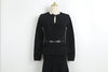 Long Sleeves with Belt Knitted Dresses Beaded Button Black Long Gown Belted Slim Bow White Dress Autumn Elegant Women's Clothing