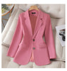 Women Pink Coffee Black Solid Blazer Female Long Sleeve Single Breasted Suit Jacket Coat Ladies Office Blazer Outerwear