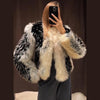 Street Faux Fur Panelled Women Short Coat Elegant O-neck Single Breasted Full Sleeve Female Outwear Winter Lady Jacket