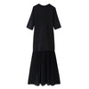 Women Elegant Half Sleeves O-Collar Pleated Dress Spring Woman Rear Zipper Splicing Vintage Casual Knitted Long Dress