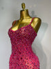 Rhinestones Sexy Mesh See Through Bodycon Dress Women Birthday Evening Cocktail party Gown Red Carpet Club Stage Outfit