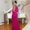 Women Mesh See Through Long Sleeve Diamonds Rhinestones Mermaid Long Dress Fall Evening Sexy Party Dresses Vestidos