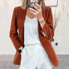 Autumn Winter Women's Clothing Corduroy Cardigan Temperament Slim Solid Casual European American Blazers Small Suit Jacket