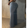 Women's Drilled Straight Leg Jeans Pants Stylish Baggy Pants Y2k Streetwear Outfit Wide Leg Loose Jeans Ladies Bottoms