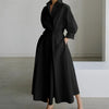 Elegant Women's Shirt Dress Lapel Collar 3/4 Sleeve Belted A Line Midi Dress Casual Office Wear for Women