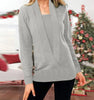 knitted pure color deep V-neck long-sleeved fake two-piece sweater women's jacket