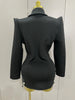 Sparkly Crystal Chains Pearls Long Sleeve Mini Dress Women Birthday Evening Party Nightclub Outfit Singer Wedding Costume