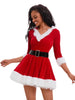 Women Half Sleeve Solid Ladies Santa Claus Xmas Theme Costume Cosplay Outfit Waistbelt Fancy Christmas Dress