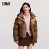 Down Jacket Women Waterproof Patchwork Oversize Stand Collar Winter Coat