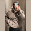 Casual Solid Lace Up Cotton Jacket Women Stand Collar Long Sleeve Pocket Warm Thick Jackets Autumn Winter Lady Outerwear