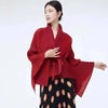 Women's Pleated Coat Loose Lapel Lace Up Irregular Solid Color Casual Versatile Cape Female Spring 2DE431