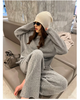 Korean Version of Soft Waxy Lazy Wind Knitting Set Gentle Round Neck Pullover Sweater Wide Leg Pants Two-piece Set Women