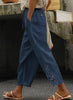 Women's Pants Elastic Waist Solid Color Lace Spliced Drawstring Pocket Simple Basic Casual 9-point Pants