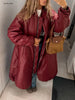 Female Oversized Long Puffer Coat Zip Lapel Full Sleeve Warm Thick Green Overcoat Winter Casual Street Chic Outwear