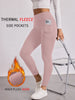 Womens Thermal Fleece Lined Leggings with Pockets, High Waisted Tummy Control Workout Winter Warm Thick Tights Pants