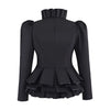 （in stock）Women Victorian Gothic Red Blazer Formal Business Ruffles Slim V Neck Jacket Victorian Elegant Pirate Jacket