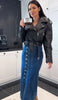Autumn Women High-waist Retro Button Irregula Skirt Slit Washed Blue Denim Skirts Woman Package Hip Jeans Skirt Streetwear