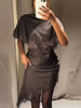 Women Sexy Patchwork Lace Dress Hollow Waist Asymmetrical Mini Dresses Woman Elegant Lady Party Club Evening Dress