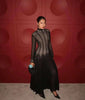Lace Dress Women's Round Neck Hollow Out Slim Long Sleeve Retractoin Waist Big Swing Dresses 7AB8070