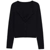 Women Elegant Solid Lace V Neck Cardigan Coat Long Sleeve Cropped Knit Sweater Tops Spring Y2K High Street Chic Coats