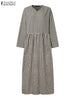 Long Sleeve Gingham Patchwork Maxi Dress V Neck Vintage Holiday Spring Vestidos Women Check Loose Casual Long Dress