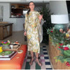 Retro Floral Print Women's Long Dress With Tassel Belt Stand Collar Long Sleeve Muslim Kaftan Dresses Spring Lady Robes