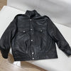 Natural Lambskin Leather Biker Jacket for Women, 100% Sheepskin Leather Coat, Long Sleeves, H104