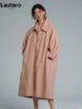 Spring Autumn Long Oversized Thin Pink Trench Coat for Women Single Breasted Elegant Chic Designer Clothing