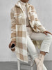 Winter Women's Long Coat Plaid Plush Lapel Pocket Button Cardigan Top Street Versatile Warm Jacket for Female