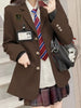 Spring Preppy All Match Suit Coat Bf Loose Solid Color Lapel Casual Buttons Outerwear Japanese Uniform Women Blazer Jacket