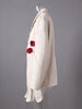 Women Beige Flower Ribbon Big Size Vintage Blazer Lapel Long Sleeve Jacket Tide Spring Autumn CPG2872