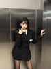 Korean Style Elegant Women 3 Piece Set Slim Blazer Coat + Design Blouse + Mini Skirt Y2k Harajuku Retro Outfits