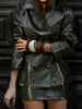 PU Leather Skirt Sets Women Lapel Long Sleeve Double-breasted Jacket Hip Package Short Skirt Suits Female Street Outfits