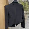 Brand Autumn Cropped Jackets Women Black Blazer Lapel Metal Button Long Sleeves Office Lady Coat Cropped Blazer Short Top