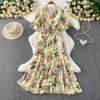 Sexy chic puff sleeve slim Criss-Cross A-line dress Chic Vintage Women Casual women clothing