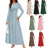 Autumn Women Long Sleeve Maxi Dress Comfortable Fit Ruched Detail Multi Color for Casual Everyday Wear