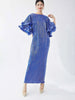 Elegant Pleated Long Dress For Women O-neck Flare Sleeves High Waist Solid Color Dresses Spring Clothing 2Z2387