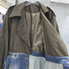 Contrasting Color Splicing Coat for Women Retro Suit Collar Double-breasted Denim Jackets