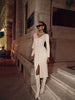 Elegant Evening Dress Women V Neck Long Sleeve Patchwork Button Slit Sweater Dresses Autumn Winter Knit Maxi Dress