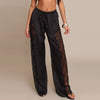 Loose Fit Lace Pants Women's Elastic High Waist Lounge Trousers Spring Lady Bohemian Casual Bottoms