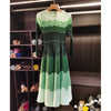 Designed Women's Pleated Dress O-neck Loose Fit Color Block Beaded Long Sleeve Famale Clothing 2DB6598
