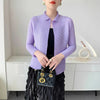 Yellow Pleated Women's Elastic Slim Cardigan Coat Autumn Outerwear Stand Collar Jacket 2DB3894