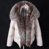 White Duck Down Jacket Winter Women Warm Loose Coat Natural Real Fox Fur Collar Thick Outerwear Parkas