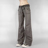 Retro Lace-up Low Rise Pants Streetwear Patchwork Loose Casual for Women Harajuku Straight Trousers Korean