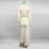 Fall Winter Knitted Suit Solid Cardigan Top Women's O neck Knitted Sweater Straight Trousers Two Piece Set Casual