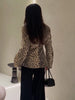 Retro Leopard Print Faux Fur Short Jacket Chic Lapel Collar Single Button Long Sleeve Coat Autumn Daily Lady Casual Streetwear