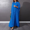 Autumn and Winter Women's Loose Round Neck Single Breasted Pleated Temperament Obese Women's Long Sleeved Dress