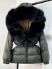 Lagabogy Winter Women Big Real Fox Fur Collar 90%White Duck Down Coat Female Streetwear Loose Hooded Warm Puffer Jacket