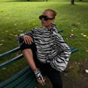 Zebra Striped Faux Fur Jacket Women Stand Collar Burgundy Velvet Patch Pocket Single Breasted Coat Autumn Street Jackets